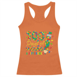 Proud Autism Teacher 100 Days Of School Racerback Tank Top Making A Difference TS12 Orange Print Your Wear