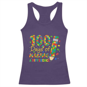 Proud Autism Teacher 100 Days Of School Racerback Tank Top Making A Difference TS12 Purple Print Your Wear
