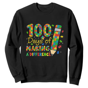 Proud Autism Teacher 100 Days Of School Sweatshirt Making A Difference TS12 Black Print Your Wear