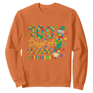 Proud Autism Teacher 100 Days Of School Sweatshirt Making A Difference TS12 Orange Print Your Wear