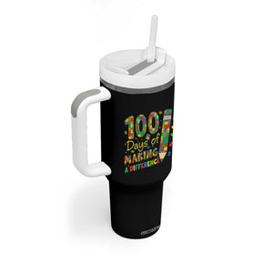 Proud Autism Teacher 100 Days Of School Tumbler With Handle Making A Difference TS12 Print Your Wear