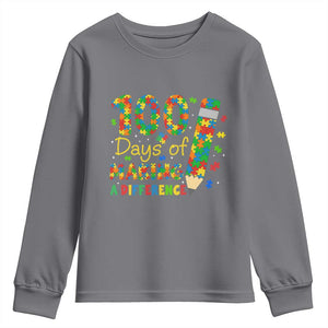 Proud Autism Teacher 100 Days Of School Youth Sweatshirt Making A Difference TS12 Charcoal Print Your Wear