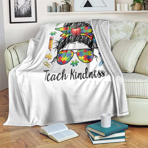 Sped Educator Autism Support Throw Blanket Teach Kindness Messy Bun TS12 Print Your Wear