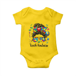 Sped Educator Autism Support Baby Onesie Teach Kindness Messy Bun TS12 Daisy Print Your Wear