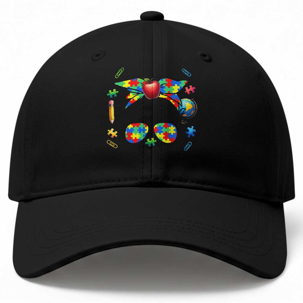 Sped Educator Autism Support Baseball Cap Teach Kindness Messy Bun TS12 Print Your Wear
