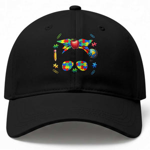 Sped Educator Autism Support Baseball Cap Teach Kindness Messy Bun TS12 Print Your Wear