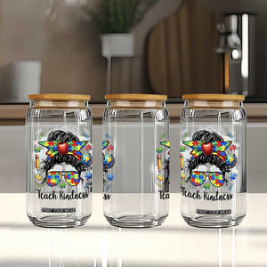 Sped Educator Autism Support Glass Can Teach Kindness Messy Bun TS12 Print Your Wear
