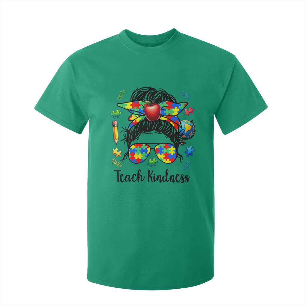 Sped Educator Autism Support T Shirt For Kid Teach Kindness Messy Bun TS12 Irish Green Print Your Wear