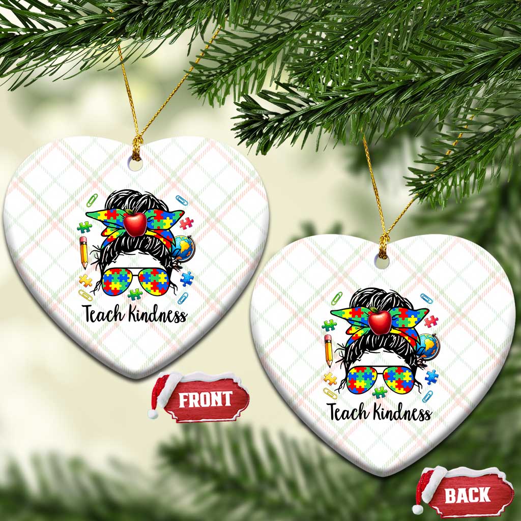 Sped Educator Autism Support Ceramic Ornament Teach Kindness Messy Bun TS12 Print Your Wear
