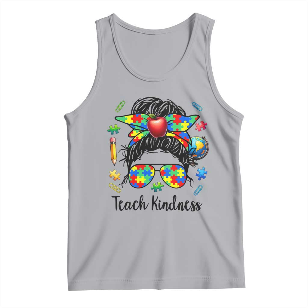 Sped Educator Autism Support Tank Top Teach Kindness Messy Bun TS12 Athletic Heather Print Your Wear