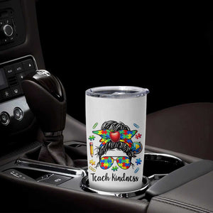 Sped Educator Autism Support Tumbler Cup Teach Kindness Messy Bun TS12 Print Your Wear