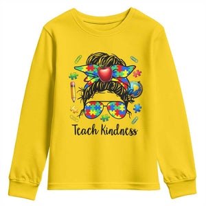 Sped Educator Autism Support Youth Sweatshirt Teach Kindness Messy Bun TS12 Daisy Print Your Wear