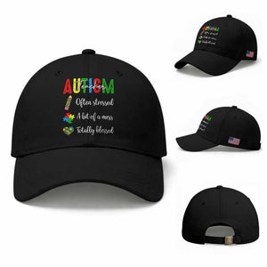 Autism Support Educator Baseball Cap Often Stressed A Bit Of A Mess Totally Blessed TS12 Baseball Cap Universal Fit Black Print Your Wear