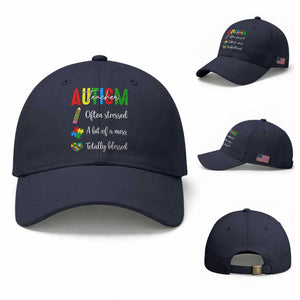 Autism Support Educator Baseball Cap Often Stressed A Bit Of A Mess Totally Blessed TS12 Baseball Cap Universal Fit Navy Print Your Wear
