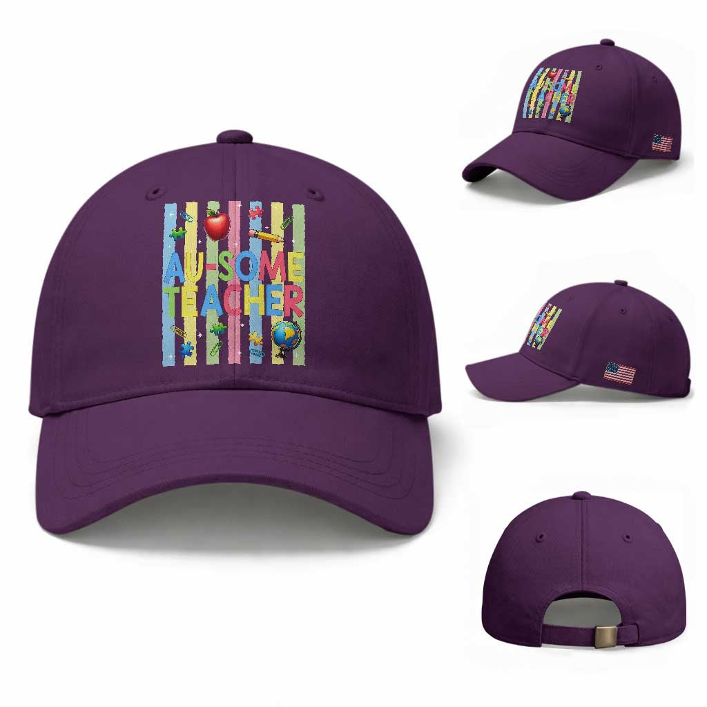 Special Ed Teacher Autism Acceptance Baseball Cap Au Some Teacher TS12 Baseball Cap Universal Fit Purple Print Your Wear