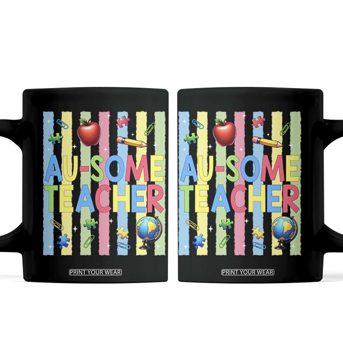 Special Ed Teacher Autism Acceptance Coffee Mug Au Some Teacher TS12 Black Print Your Wear