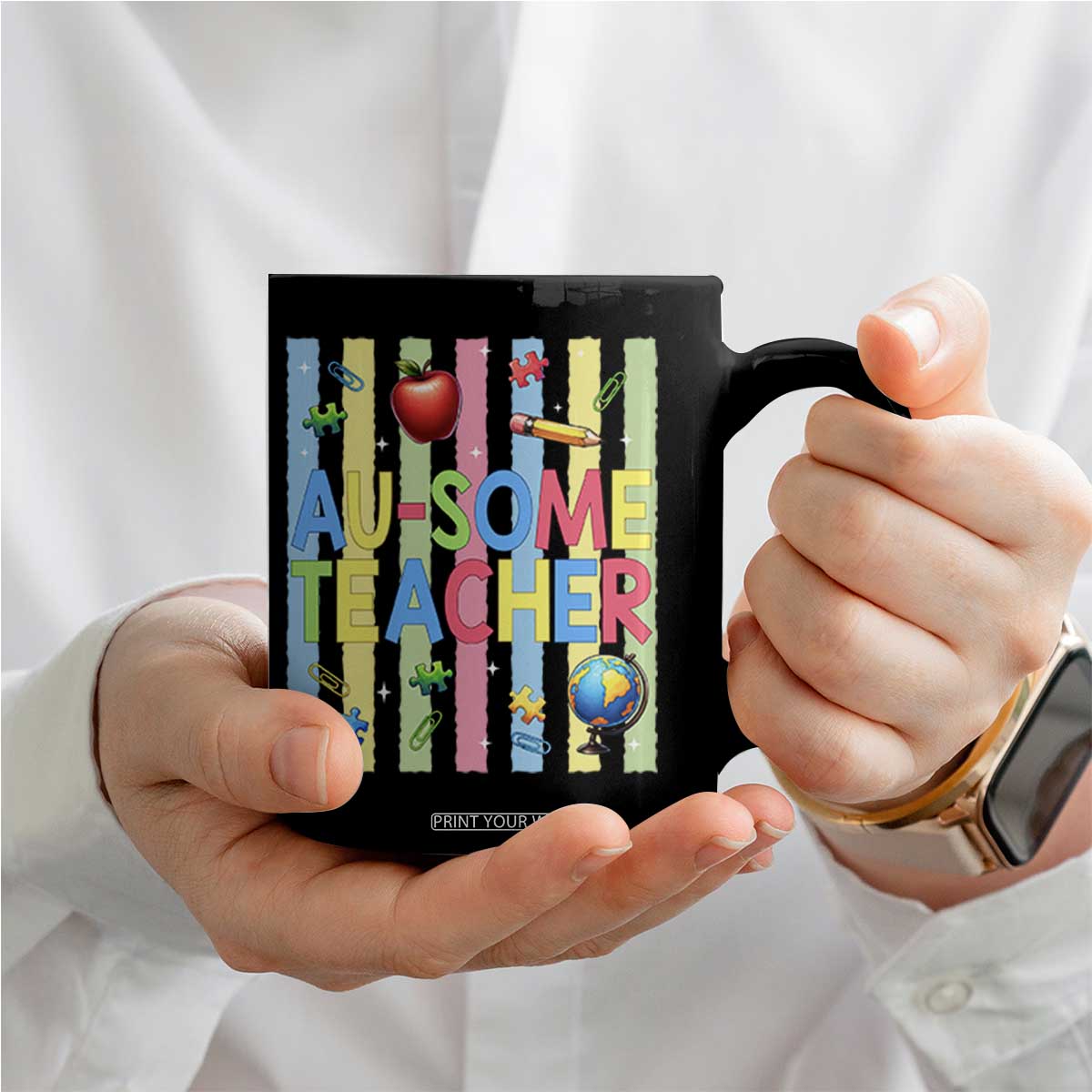 Special Ed Teacher Autism Acceptance Coffee Mug Au Some Teacher TS12 Print Your Wear