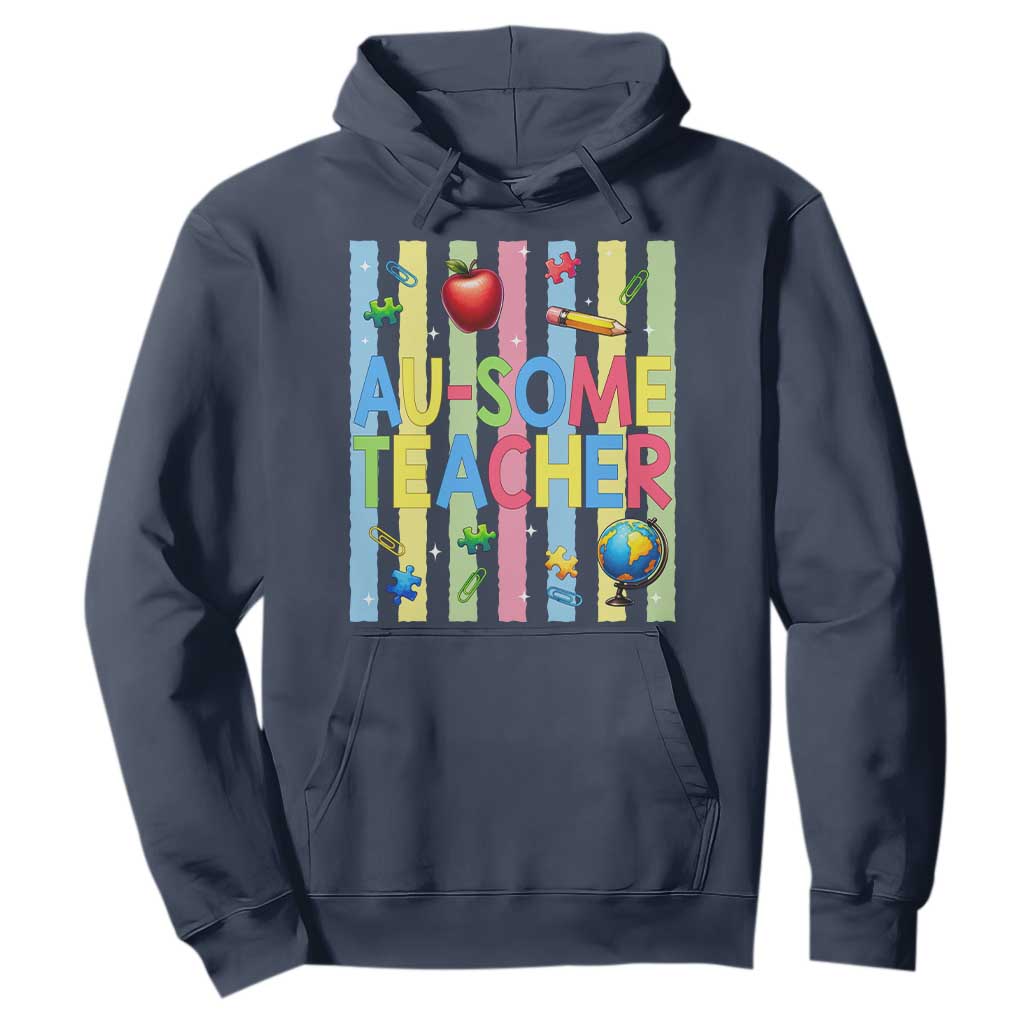 Special Ed Teacher Autism Acceptance Hoodie Au Some Teacher TS12 Navy Print Your Wear
