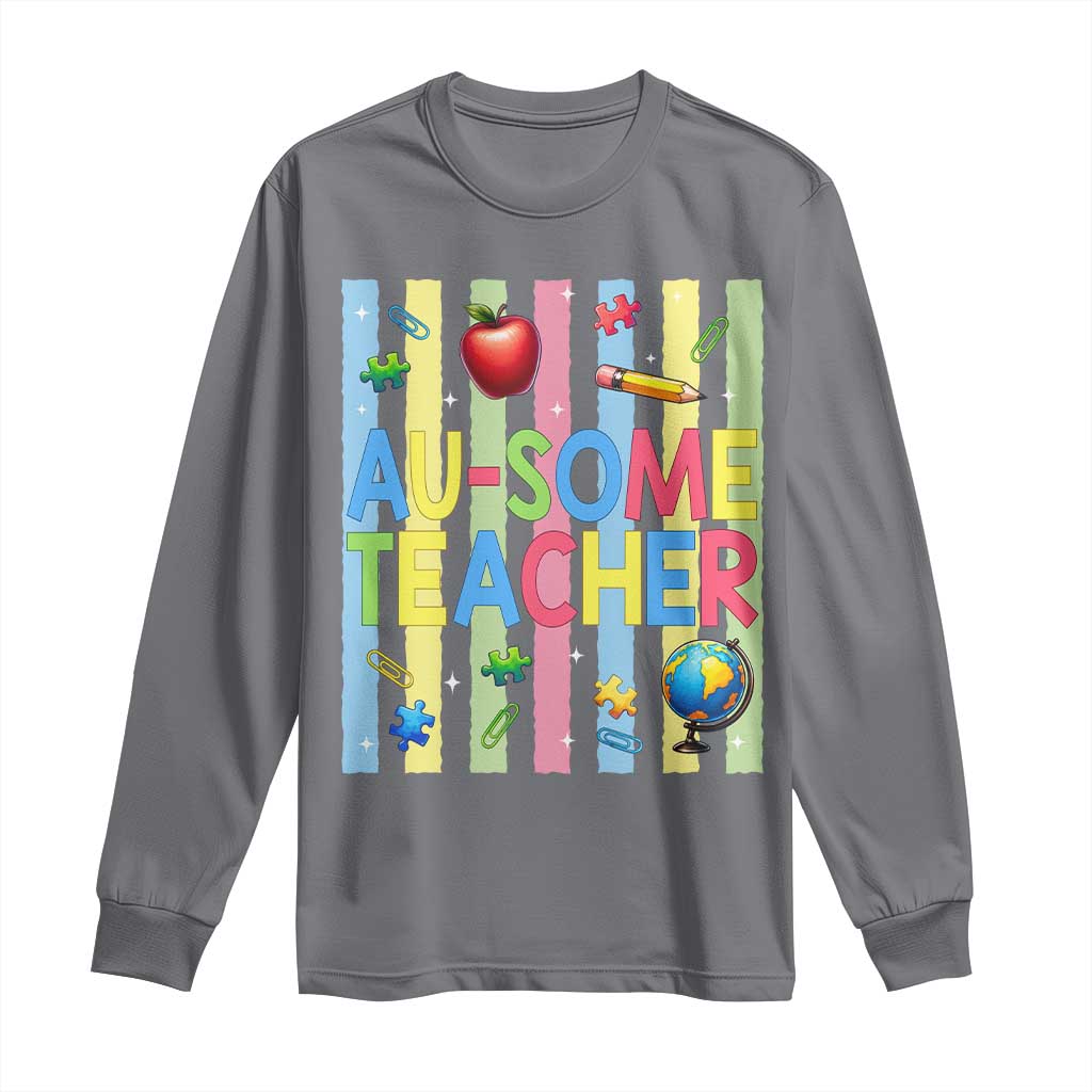 Special Ed Teacher Autism Acceptance Long Sleeve Shirt Au Some Teacher TS12 Charcoal Print Your Wear