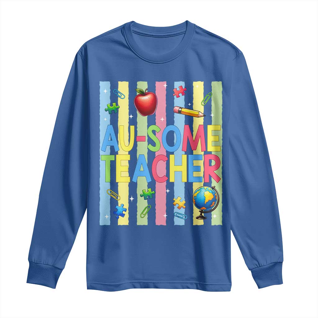 Special Ed Teacher Autism Acceptance Long Sleeve Shirt Au Some Teacher TS12 Royal Blue Print Your Wear