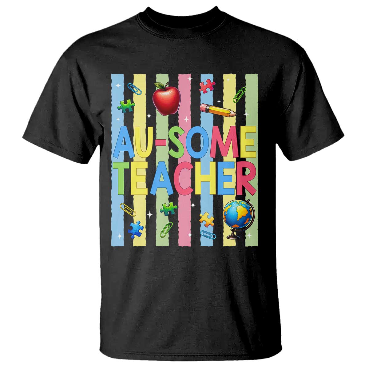 Special Ed Teacher Autism Acceptance T Shirt Au Some Teacher TS12 Black Print Your Wear