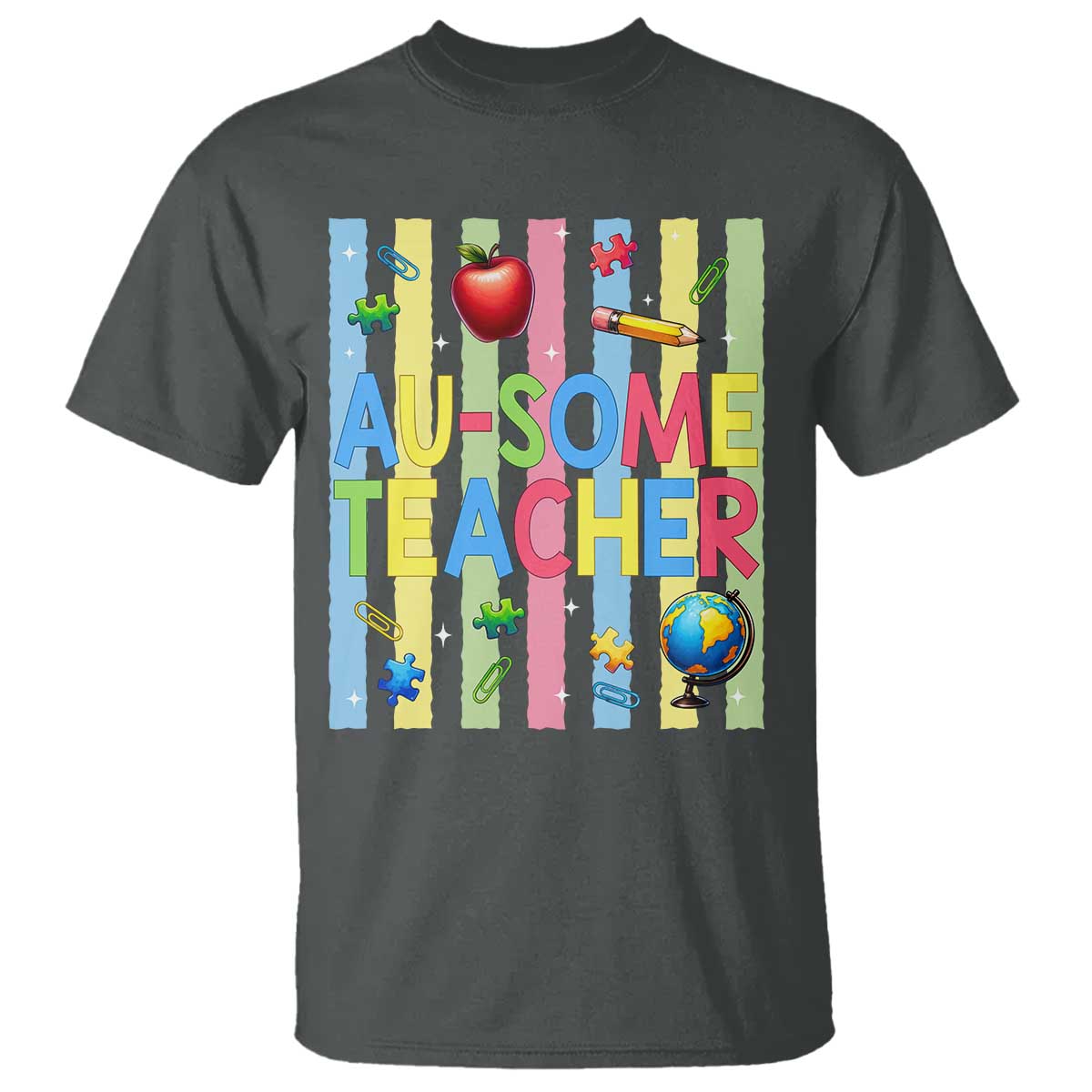 Special Ed Teacher Autism Acceptance T Shirt Au Some Teacher TS12 Dark Heather Print Your Wear