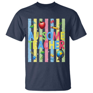 Special Ed Teacher Autism Acceptance T Shirt Au Some Teacher TS12 Navy Print Your Wear