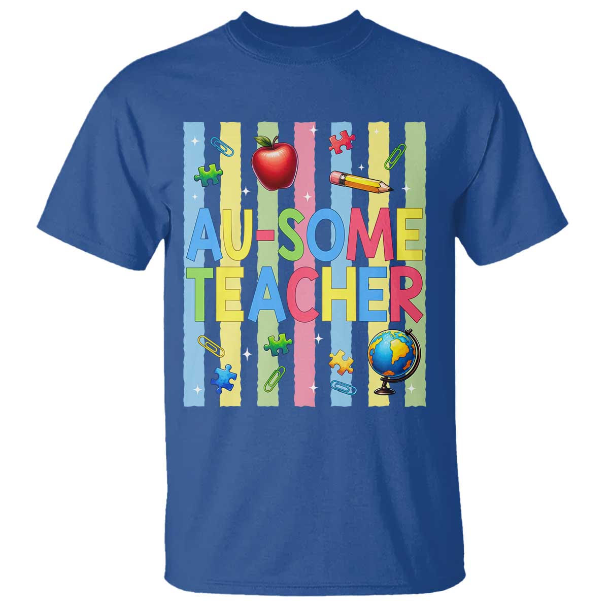 Special Ed Teacher Autism Acceptance T Shirt Au Some Teacher TS12 Royal Blue Print Your Wear