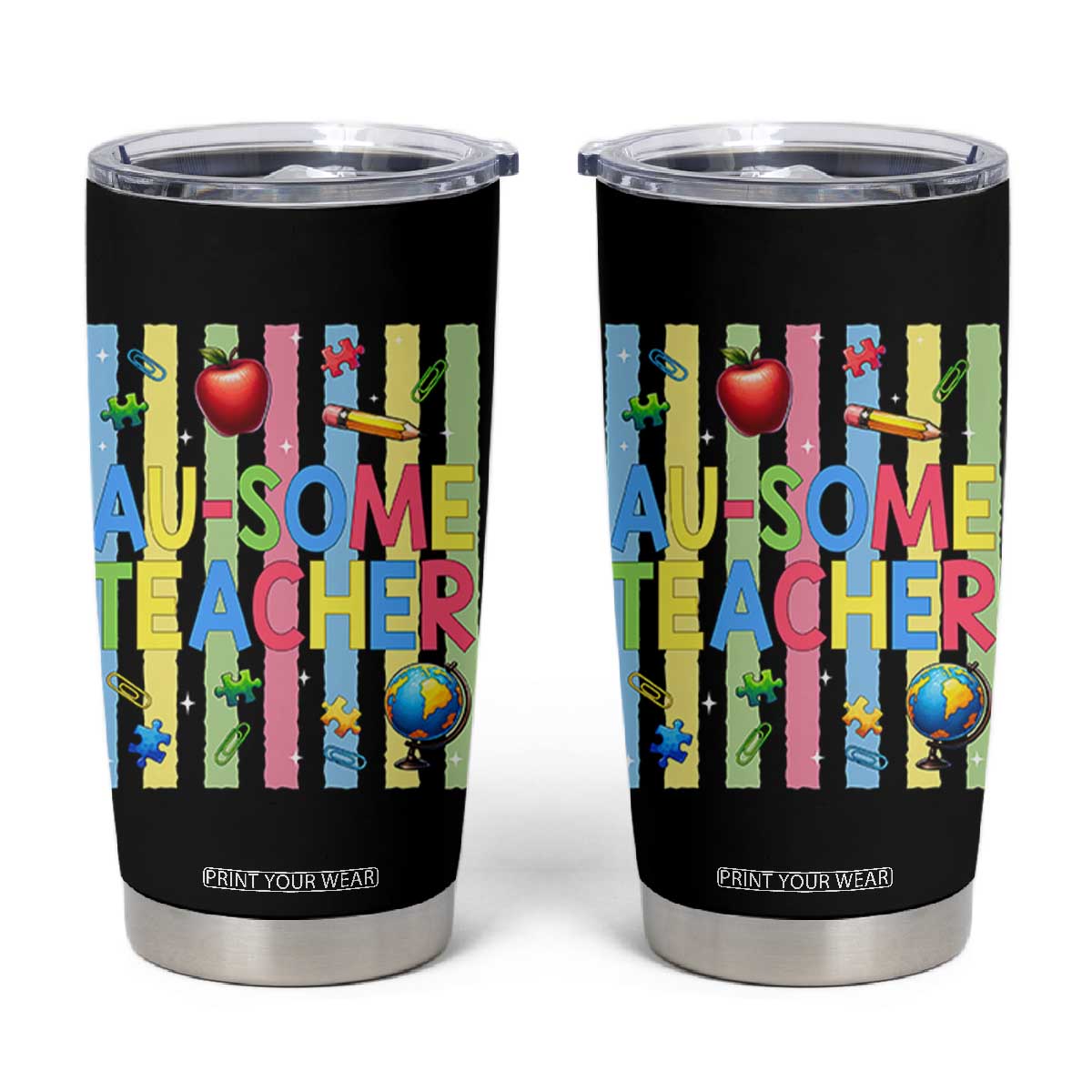 Special Ed Teacher Autism Acceptance Tumbler Cup Au Some Teacher TS12 Black Print Your Wear
