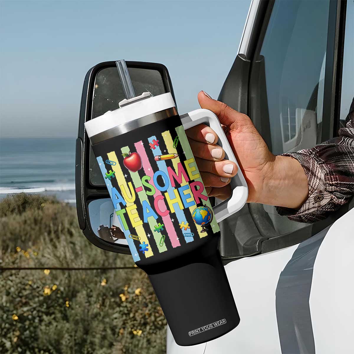 Special Ed Teacher Autism Acceptance Tumbler With Handle Au Some Teacher TS12 Print Your Wear