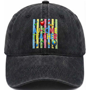 Special Ed Teacher Autism Acceptance Washed Cotton Baseball Cap Au Some Teacher TS12 Print Your Wear