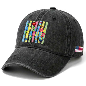 Special Ed Teacher Autism Acceptance Washed Cotton Baseball Cap Au Some Teacher TS12 Print Your Wear