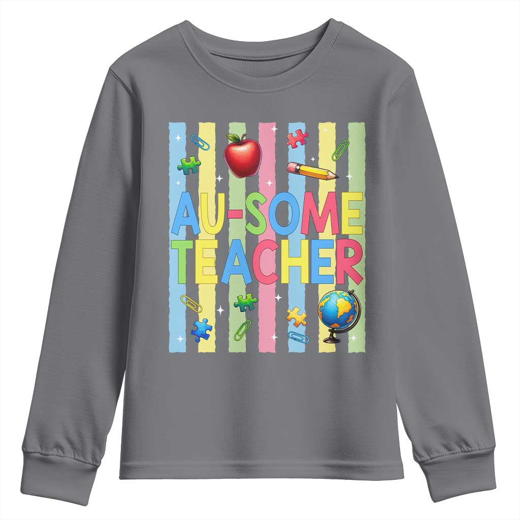 Special Ed Teacher Autism Acceptance Youth Sweatshirt Au Some Teacher TS12 Charcoal Print Your Wear