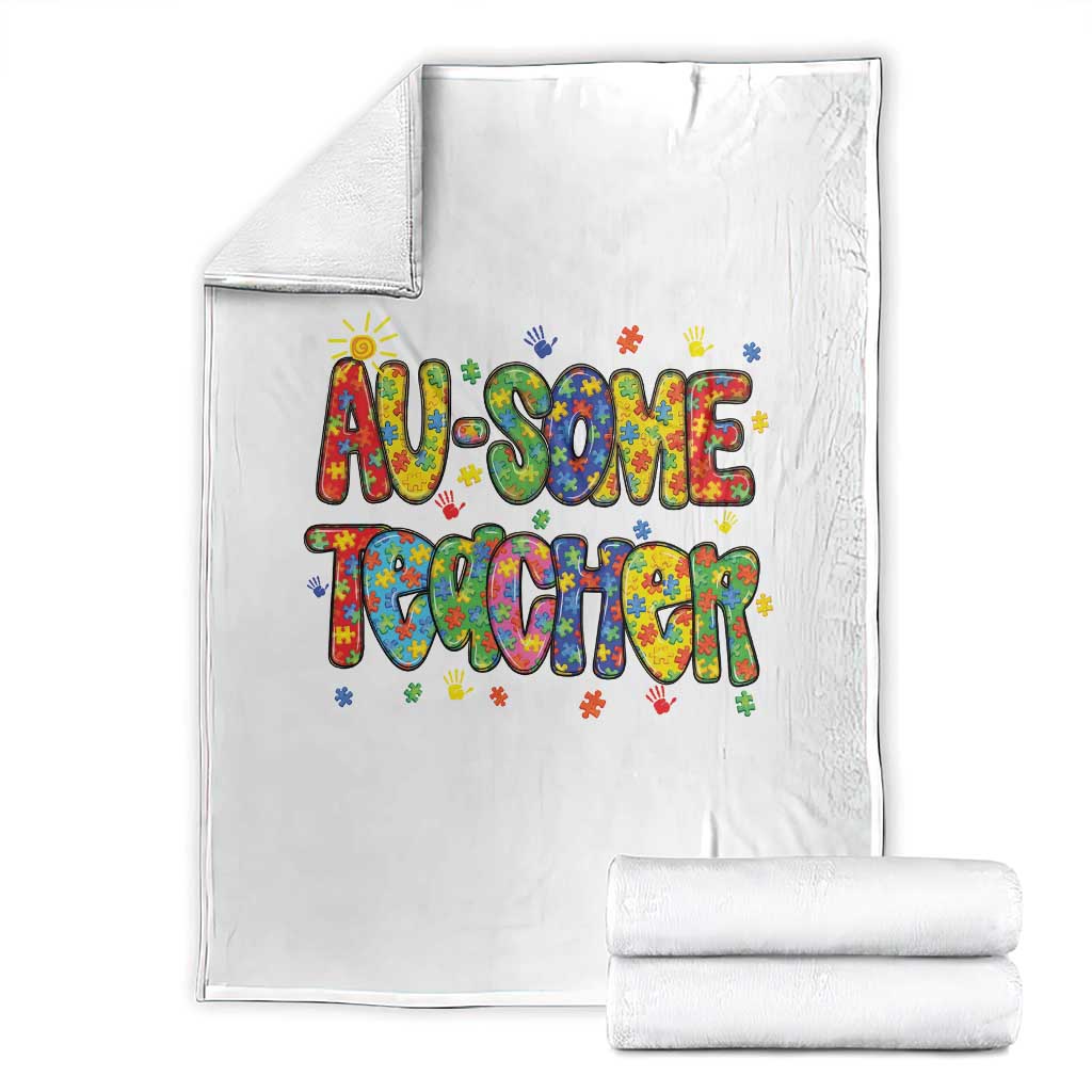 Autism Acceptance Special Education Teacher Throw Blanket Au Some Teacher TS12 White Print Your Wear