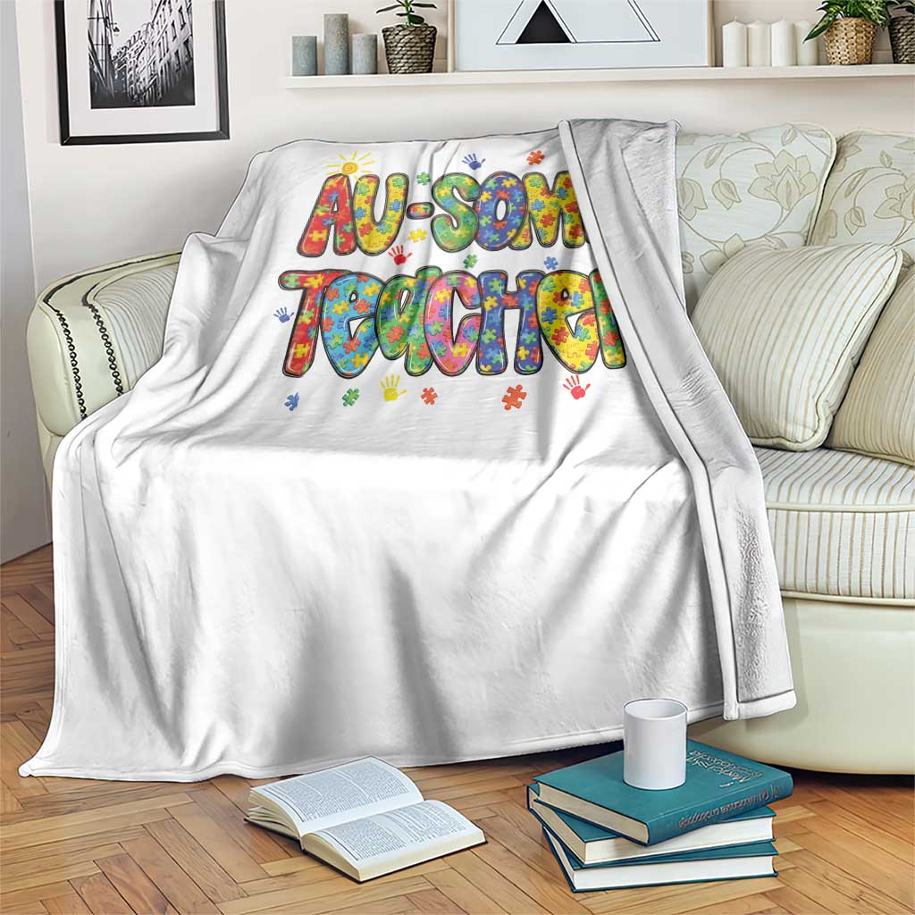 Autism Acceptance Special Education Teacher Throw Blanket Au Some Teacher TS12 Print Your Wear