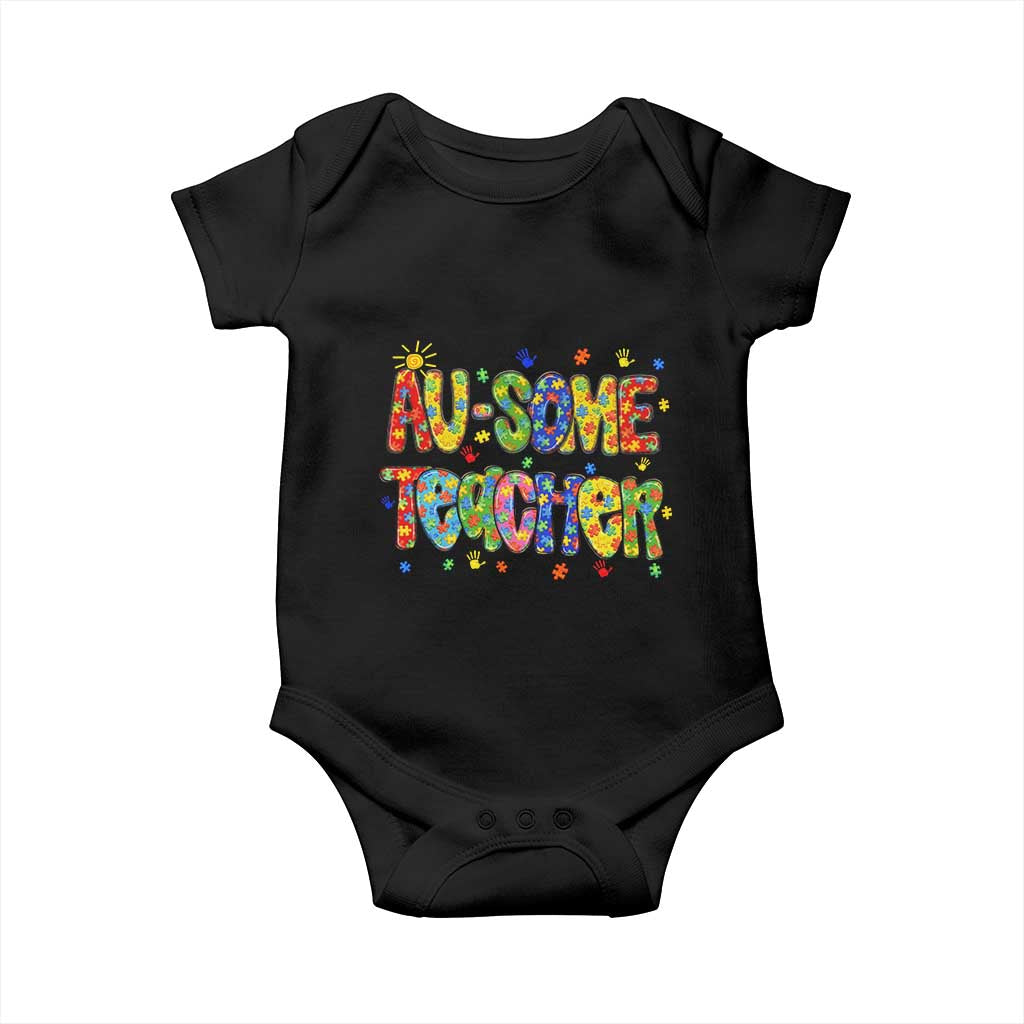 Autism Acceptance Special Education Teacher Baby Onesie Au Some Teacher TS12 Black Print Your Wear