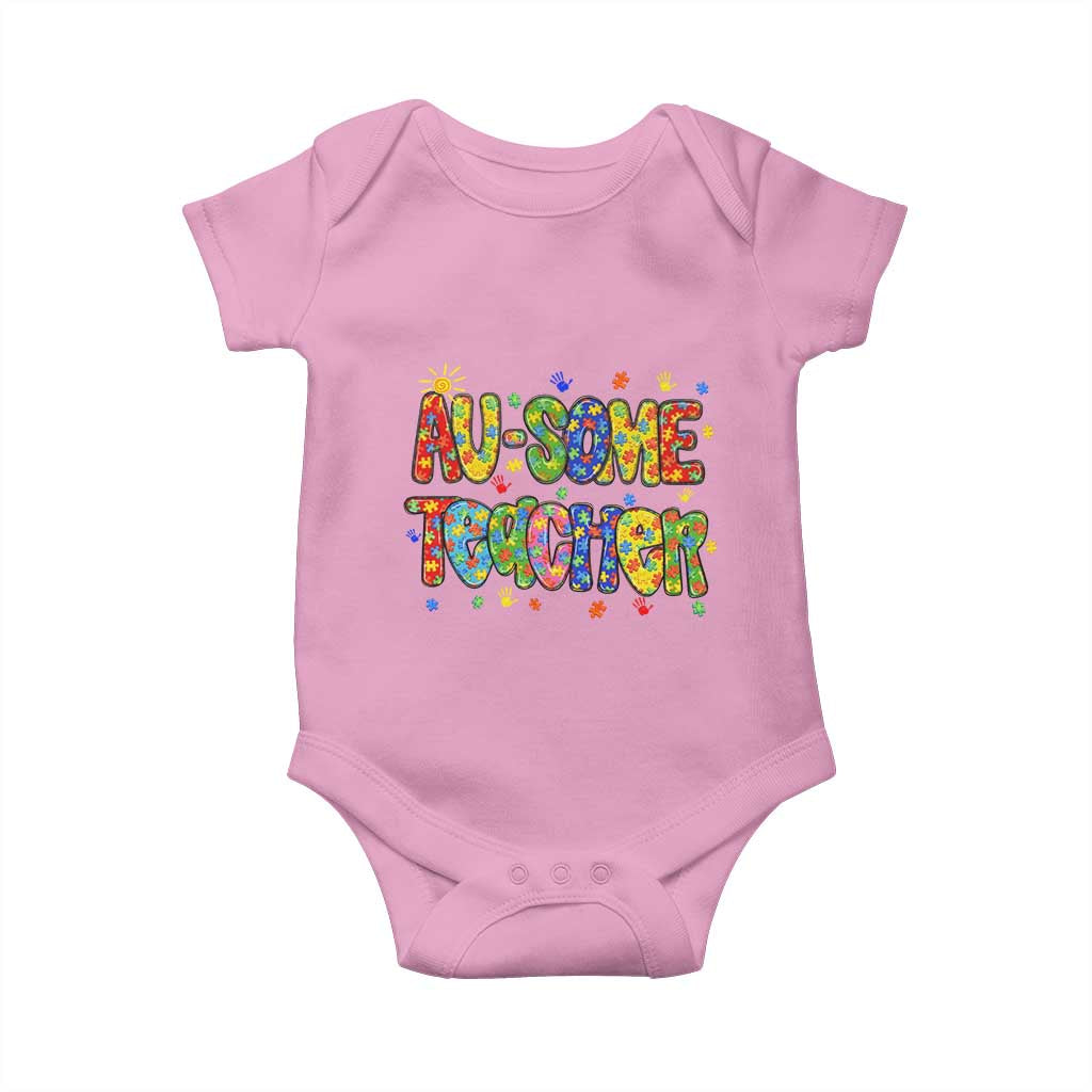 Autism Acceptance Special Education Teacher Baby Onesie Au Some Teacher TS12 Light Pink Print Your Wear