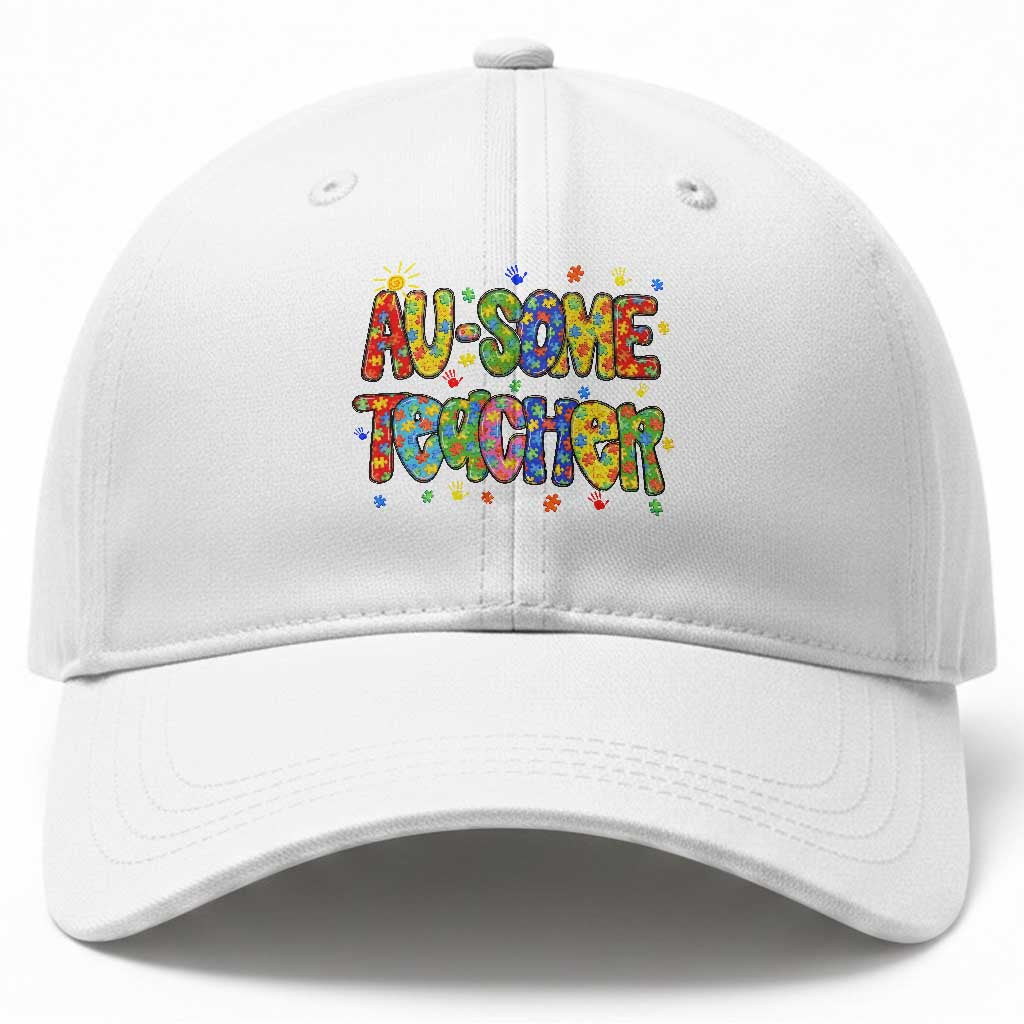 Autism Acceptance Special Education Teacher Baseball Cap Au Some Teacher TS12 Print Your Wear