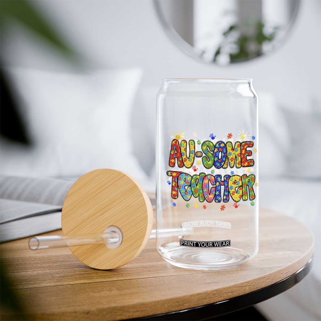 Autism Acceptance Special Education Teacher Glass Can Au Some Teacher TS12 Print Your Wear