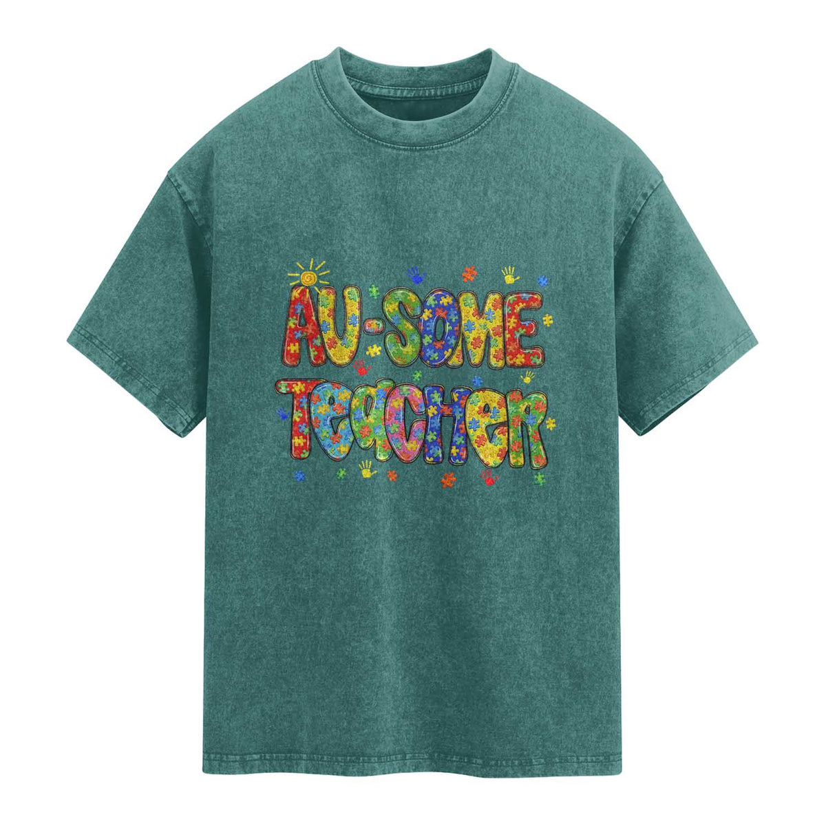 Autism Acceptance Special Education Teacher Washed Cotton T-Shirt Au Some Teacher