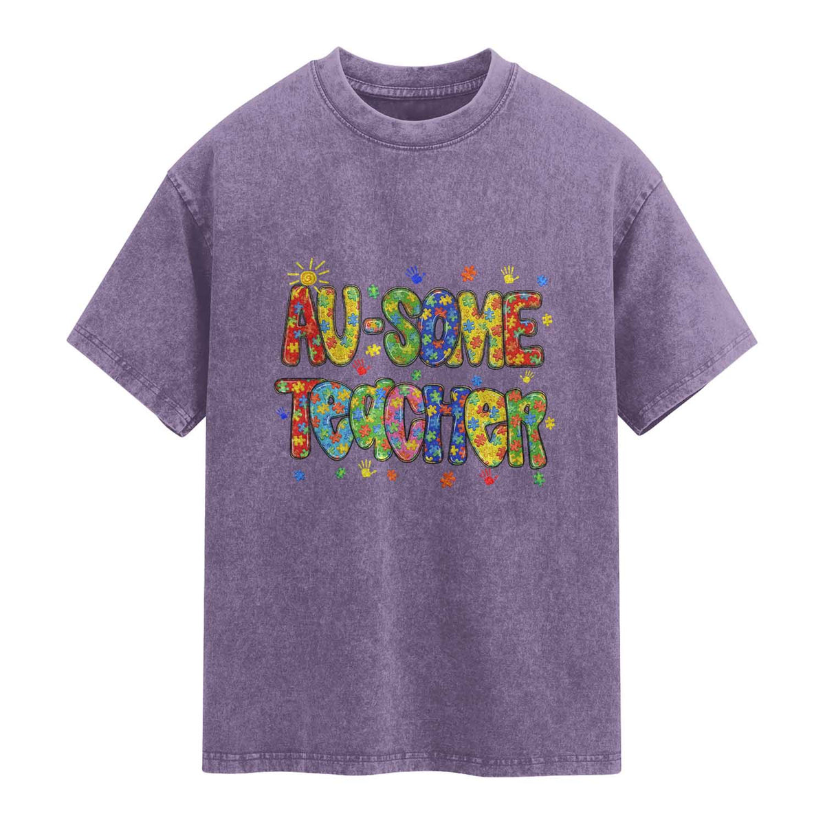 Autism Acceptance Special Education Teacher Washed Cotton T-Shirt Au Some Teacher