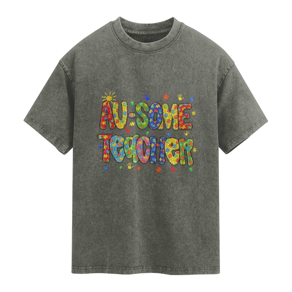 Autism Acceptance Special Education Teacher Washed Cotton T-Shirt Au Some Teacher