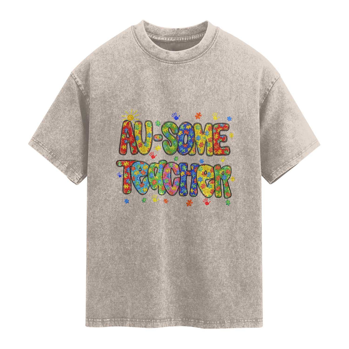 Autism Acceptance Special Education Teacher Washed Cotton T-Shirt Au Some Teacher