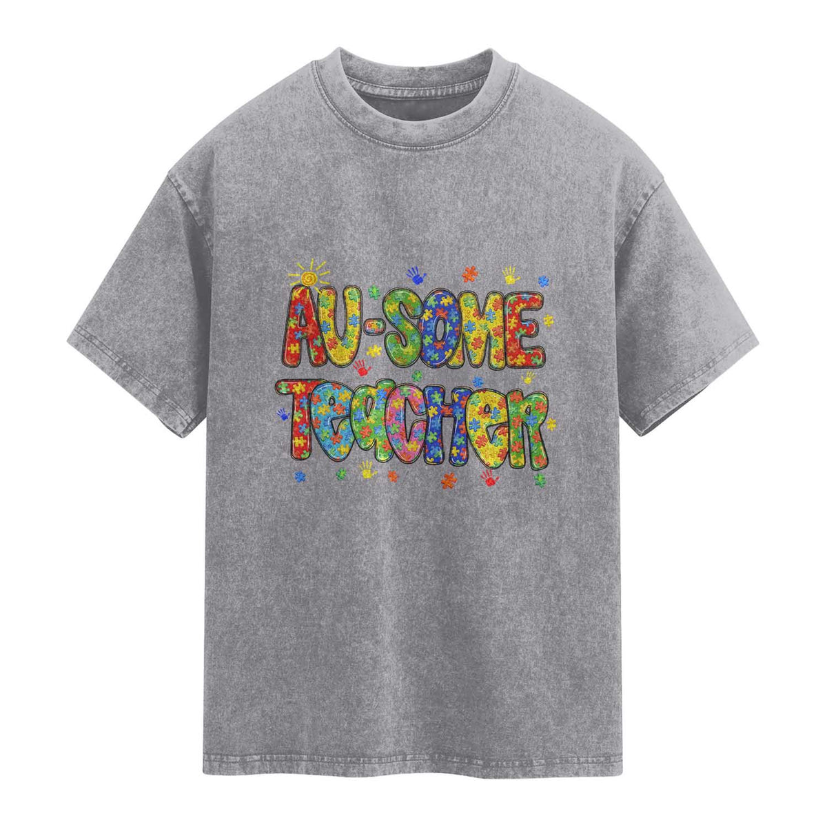 Autism Acceptance Special Education Teacher Washed Cotton T-Shirt Au Some Teacher