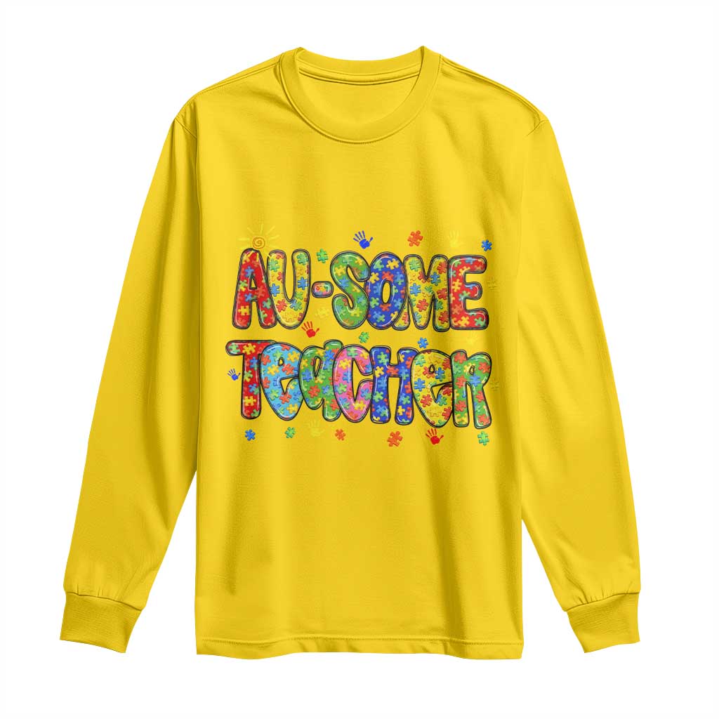 Autism Acceptance Special Education Teacher Long Sleeve Shirt Au Some Teacher TS12 Daisy Print Your Wear