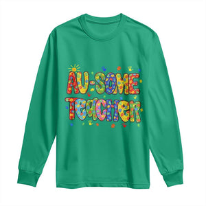 Autism Acceptance Special Education Teacher Long Sleeve Shirt Au Some Teacher TS12 Irish Green Print Your Wear