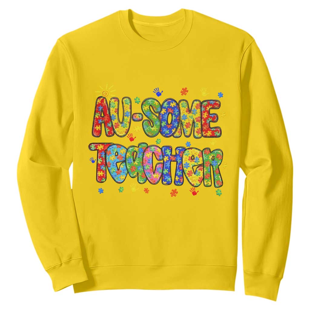 Autism Acceptance Special Education Teacher Sweatshirt Au Some Teacher TS12 Daisy Print Your Wear