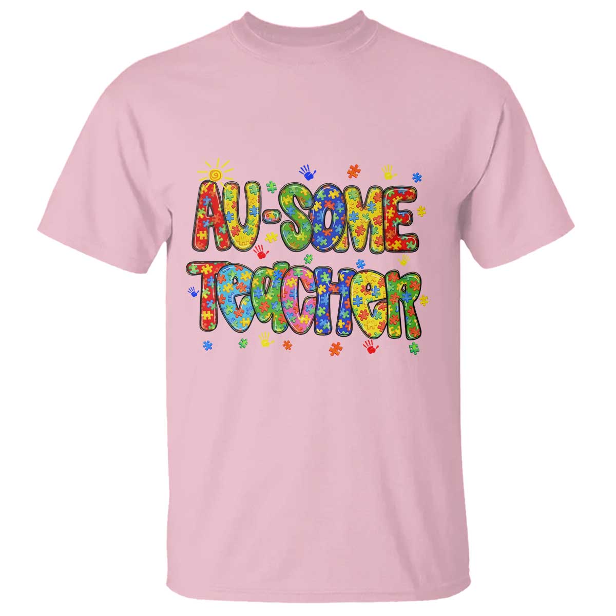 Autism Acceptance Special Education Teacher T Shirt Au Some Teacher TS12 Light Pink Print Your Wear
