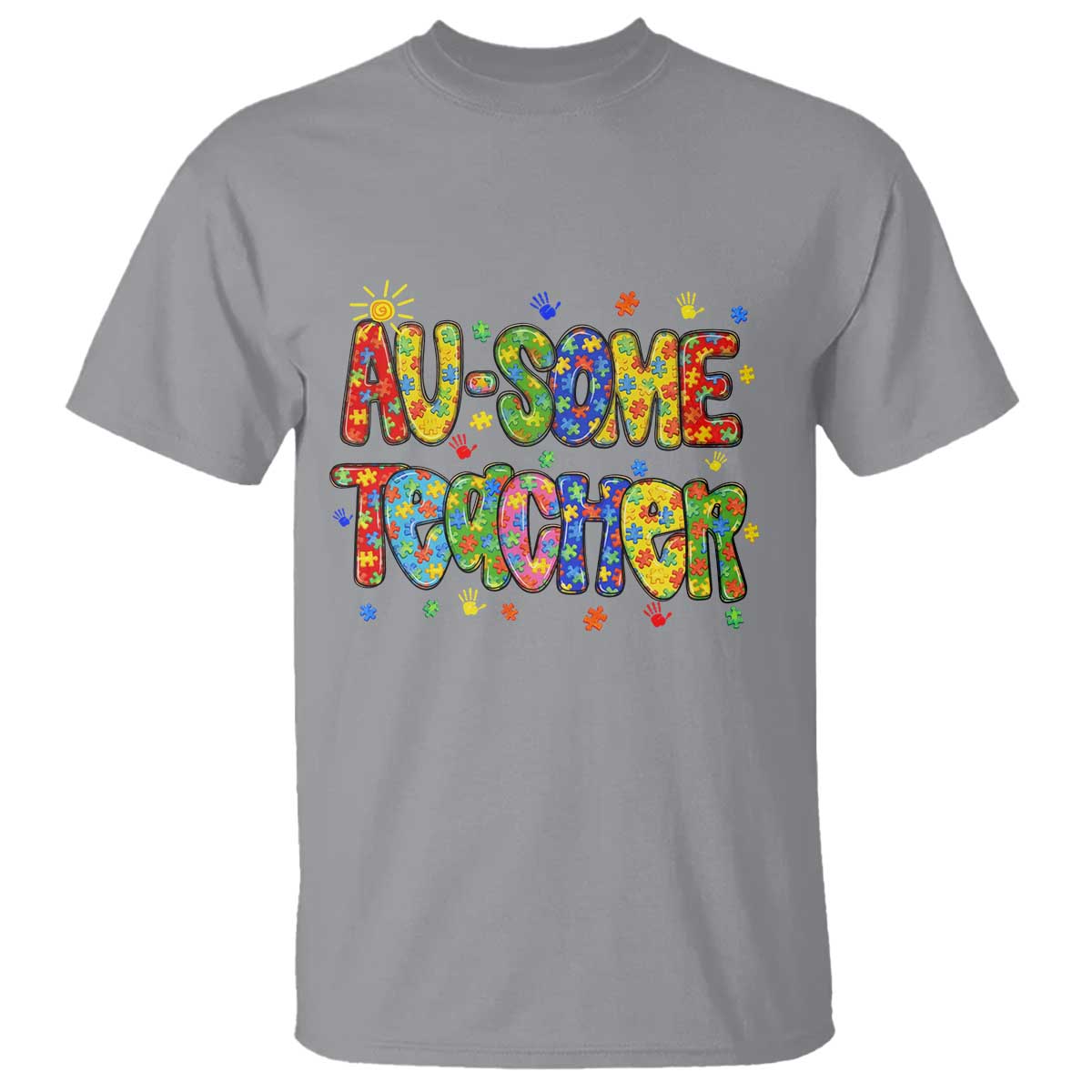 Autism Acceptance Special Education Teacher T Shirt Au Some Teacher TS12 Sport Gray Print Your Wear