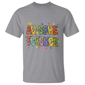 Autism Acceptance Special Education Teacher T Shirt Au Some Teacher TS12 Sport Gray Print Your Wear
